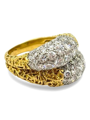 Bague 56 Bague ancienne en or jaune 18K sertie de diamants 58 Facettes