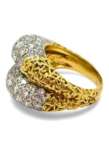 Bague 56 Bague ancienne en or jaune 18K sertie de diamants 58 Facettes