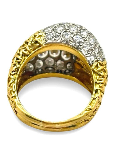 Bague 56 Bague ancienne en or jaune 18K sertie de diamants 58 Facettes