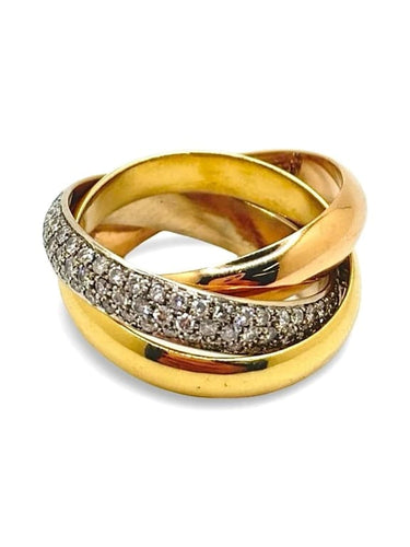 Bague 56 Bague en 3 ors 18K sertie de diamants naturels env. 2 ct 58 Facettes
