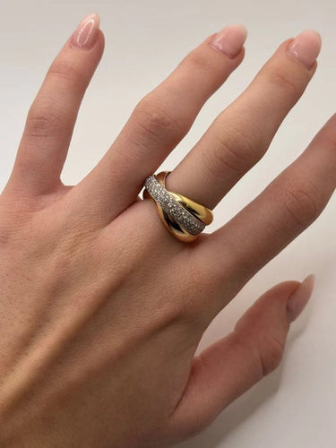 Bague 56 Bague en 3 ors 18K sertie de diamants naturels env. 2 ct 58 Facettes