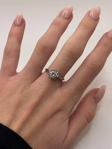 Bague 53 Solitaire - Bague en platine 950 et diamant naturel 0,75 ct 58 Facettes