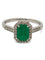 Bague 52 Bague en or blanc 18K sertie d’une émeraude 1 ct et diamants 58 Facettes