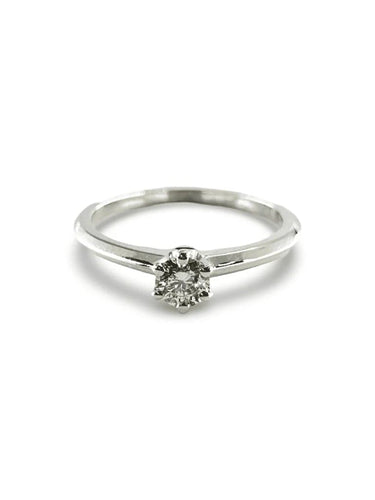 Bague 52.5 Bague solitaire en or blanc 18K avec diamant 0,30 ct 58 Facettes