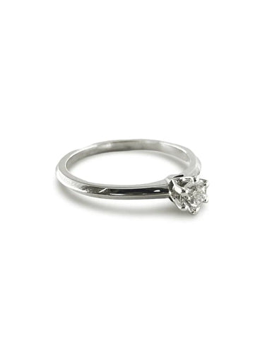 Bague 52.5 Bague solitaire en or blanc 18K avec diamant 0,30 ct 58 Facettes