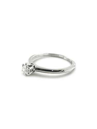 Bague 52.5 Bague solitaire en or blanc 18K avec diamant 0,30 ct 58 Facettes