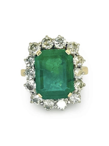 Bague 52 Bague en or jaune 18K avec émeraude 6,80 ct et diamants 58 Facettes 00021101