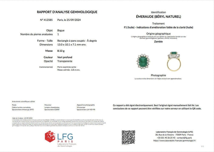 Bague 52 Bague en or jaune 18K avec émeraude 6,80 ct et diamants 58 Facettes 00021101