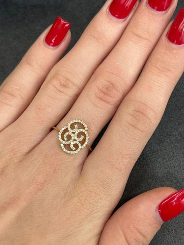 Bague 55 Bague en or jaune 18k sertie de diamants 58 Facettes 00006401