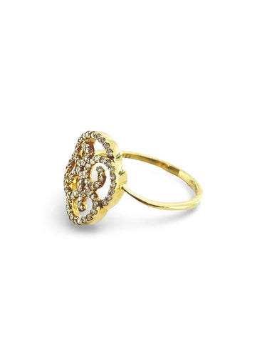 Bague 55 Bague en or jaune 18k sertie de diamants 58 Facettes 00006401