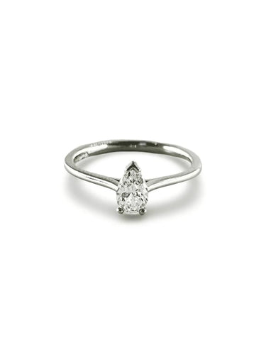Bague 53 Bague solitaire en platine 950 avec diamant poire 0,45 ct 58 Facettes 00011101