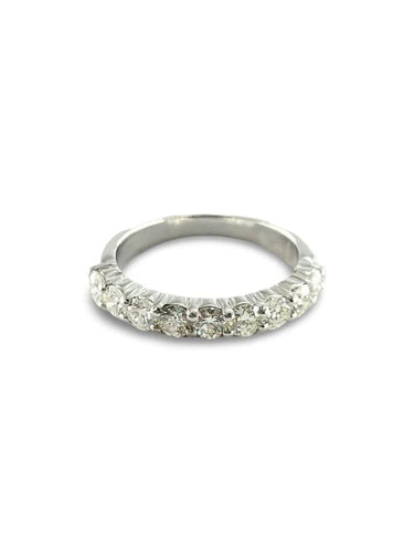 Bague 51 Demi-alliance - Bague en or blanc 18K et diamants 58 Facettes