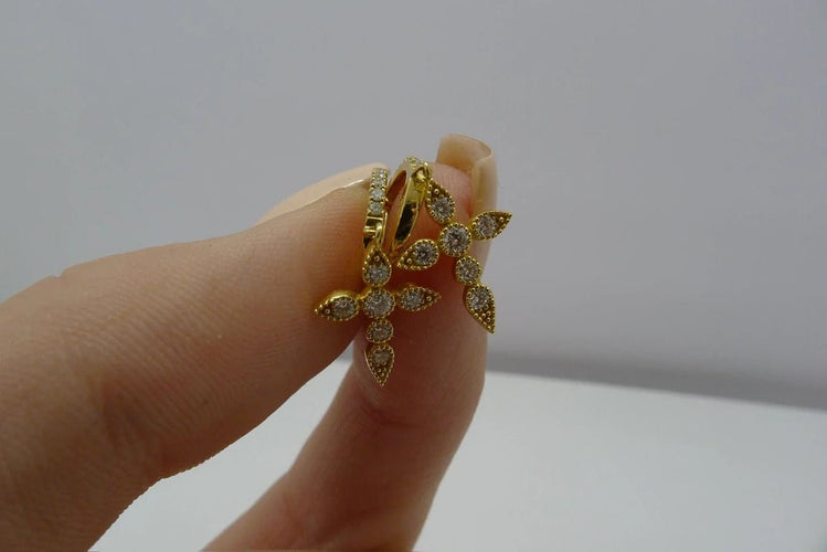 Boucles d'oreilles Boucles d’oreilles en or jaune 18K serties de diamants 0,41 ct 58 Facettes 00017901