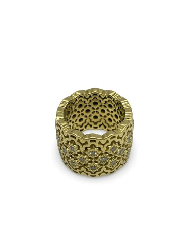Bague 52 Bague vintage sertie de diamants en or jaune 18K 58 Facettes
