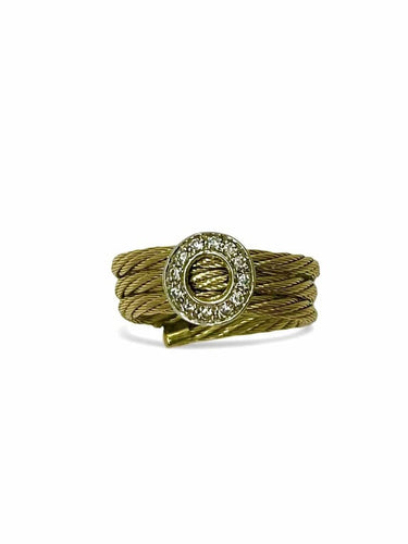 Bague 50 Bague en or jaune 18K sertie de diamants (0,12 ct) 58 Facettes