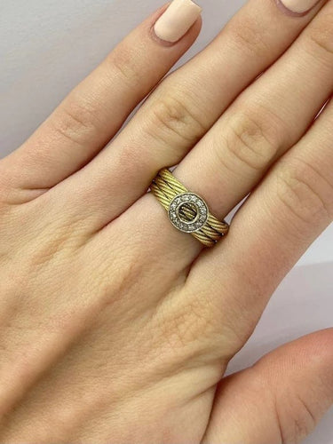 Bague 50 Bague en or jaune 18K sertie de diamants (0,12 ct) 58 Facettes