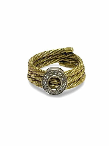 Bague 50 Bague en or jaune 18K sertie de diamants (0,12 ct) 58 Facettes