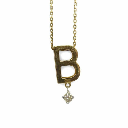 Collier Vanrycke Abécédaire - Collier pendentif initiale B en or jaune 18K diamant 58 Facettes 00045201