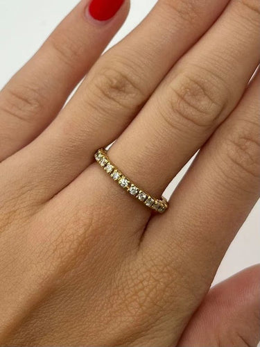 Bague 53 Alliance en or jaune 18K sertie de diamants 0,40 ct 58 Facettes 75301