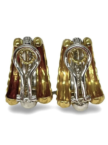 Boucles d'oreilles Boucles d'oreilles en or jaune et or blanc 18K et diamants 0,40 ct 58 Facettes 00071301