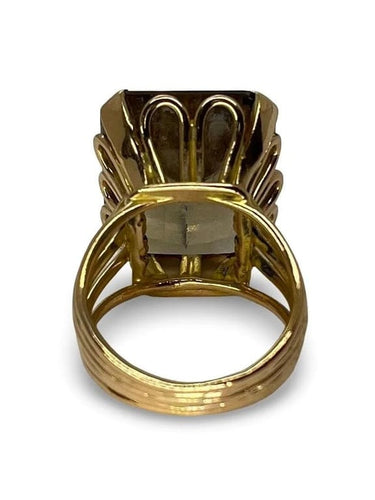 Bague 53 Bague en or rose 18K sertie d’un quartz fumé 20 ct 58 Facettes 00073501