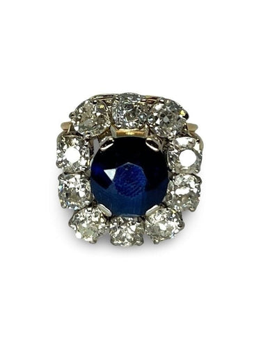 Bague 51 Bague vintage en or rose 18K avec saphir 3 ct et diamants 58 Facettes 75801