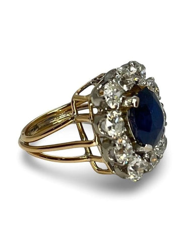 Bague 51 Bague vintage en or rose 18K avec saphir 3 ct et diamants 58 Facettes 75801