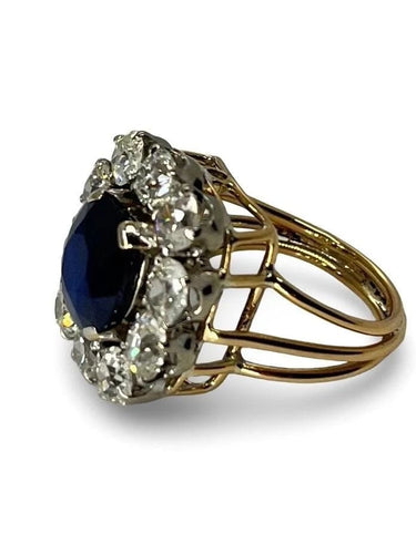 Bague 51 Bague vintage en or rose, saphir 3 ct et diamants 58 Facettes 75801