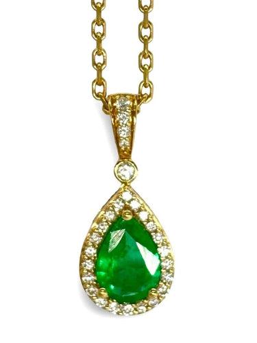 Collier Collier en or jaune 18K avec émeraude et diamants 58 Facettes