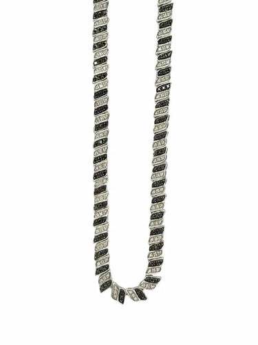 Collier Collier en or blanc 18K serti de diamants incolores et noirs 2 ct 58 Facettes 1113