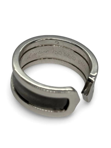 Bague 52 Cartier - Bague vintage C de Cartier en or blanc 58 Facettes 1061