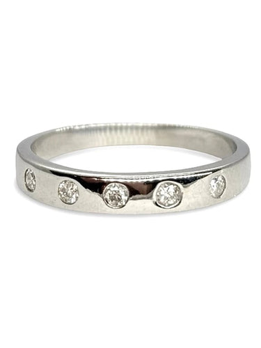Bague 54 Alliance en or blanc 18K sertie de diamants 0,15 ct 58 Facettes 1178