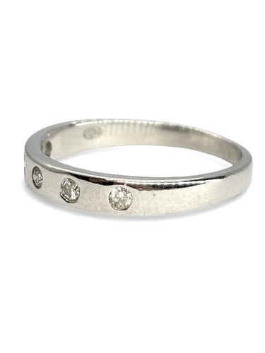 Bague 54 Alliance en or blanc 18K sertie de diamants 0,15 ct 58 Facettes 1178