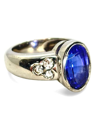 Bague 51 Bague en or blanc 18K avec tanzanite 5 ct et diamants 0,60 ct 58 Facettes 1241