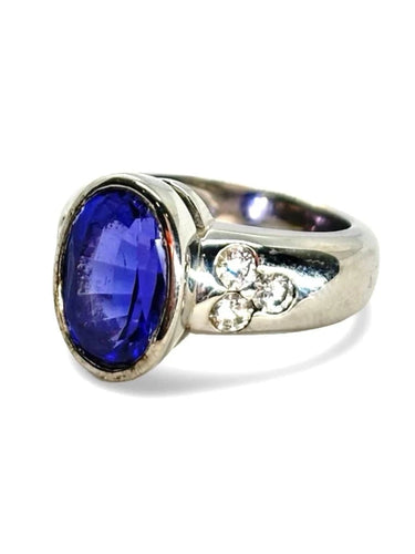 Bague 51 Bague en or blanc 18K avec tanzanite 5 ct et diamants 0,60 ct 58 Facettes 1241