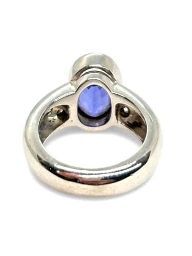 Bague 51 Bague en or blanc 18K avec tanzanite 5 ct et diamants 0,60 ct 58 Facettes 1241