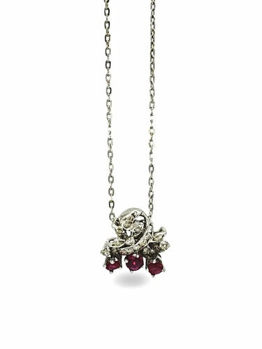 Collier Collier en or blanc 18K rubis 1 ct et diamants 0,50 ct 58 Facettes 1244