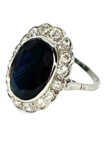 Bague 53 Bague en platine 950 avec saphir 4 ct et diamants 0,50 ct 58 Facettes 1290