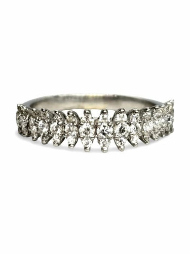 Bague 52 Demi-alliance - Bague en or blanc 18K et diamants 0,40 ct 58 Facettes 1330