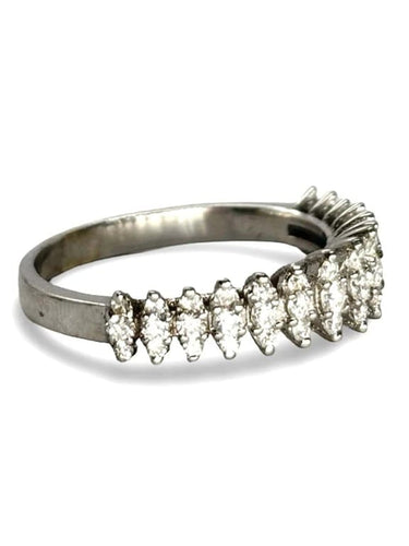 Bague 52 Demi-alliance - Bague en or blanc 18K et diamants 0,40 ct 58 Facettes 1330