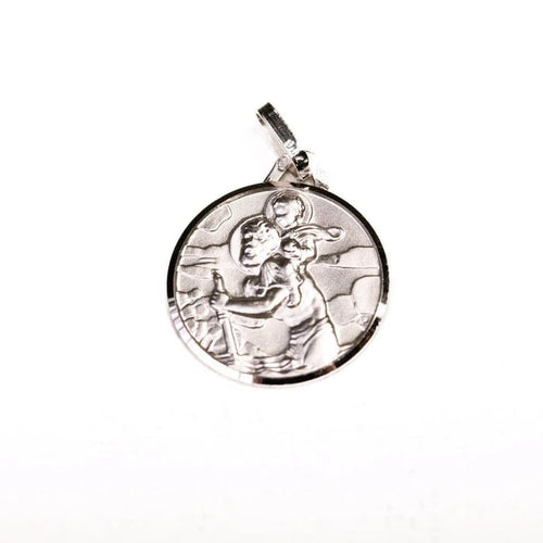 Pendentif Médaille ronde Saint Christophe en or blanc 18K 58 Facettes LMB-305