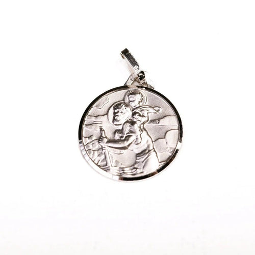 Pendentif Médaille ronde Saint Christophe en or blanc 18K 58 Facettes LMB-305