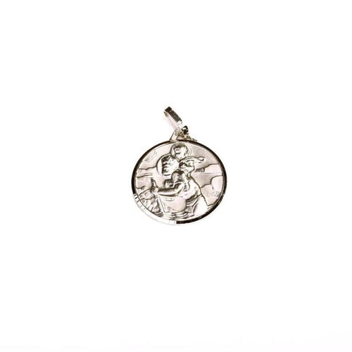 Pendentif Médaille ronde Saint Christophe en or blanc 18K 58 Facettes LMB-305