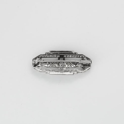 Broche Art déco - Broche géométrique en or blanc et diamants 58 Facettes LMB-26
