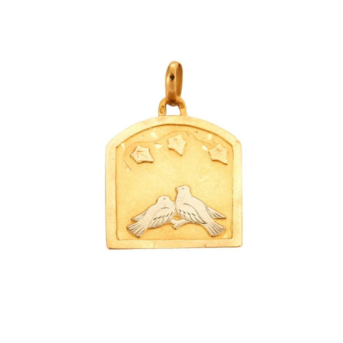 Pendentif Pendentif médaille aux 2 colombes en or 750 58 Facettes