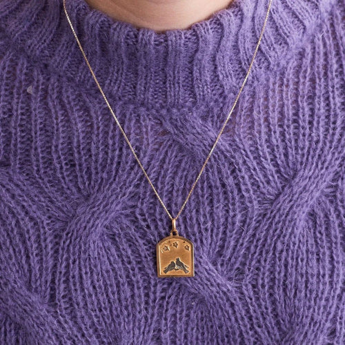 Pendentif Pendentif médaille aux 2 colombes en or 750 58 Facettes