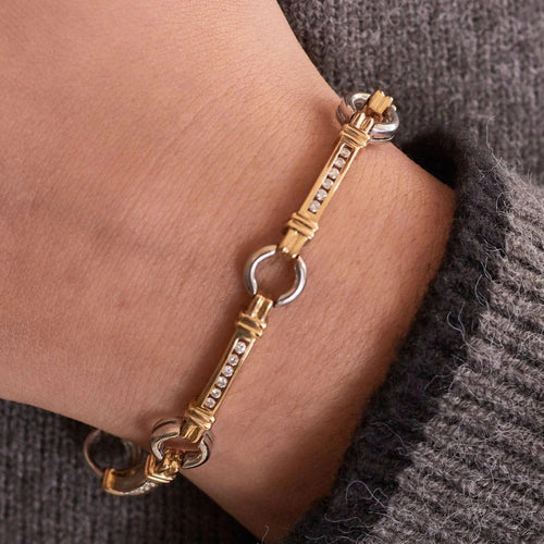 Bracelet Bracelet à maillons en or jaune et blanc 18K et diamants 58 Facettes