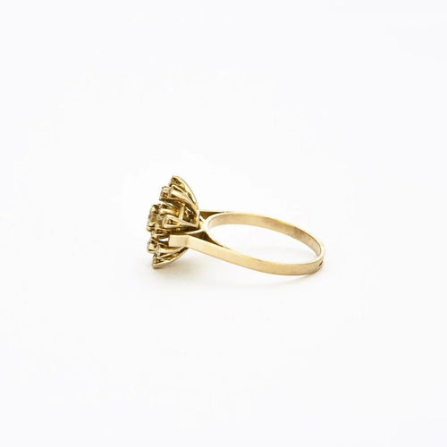 Bague 57 Bague marguerite double halo en or jaune et diamants 58 Facettes LMB-136