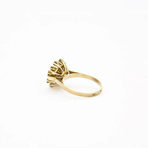 Bague 57 Bague marguerite double halo en or jaune et diamants 58 Facettes LMB-136