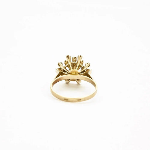 Bague 57 Bague marguerite double halo en or jaune et diamants 58 Facettes LMB-136